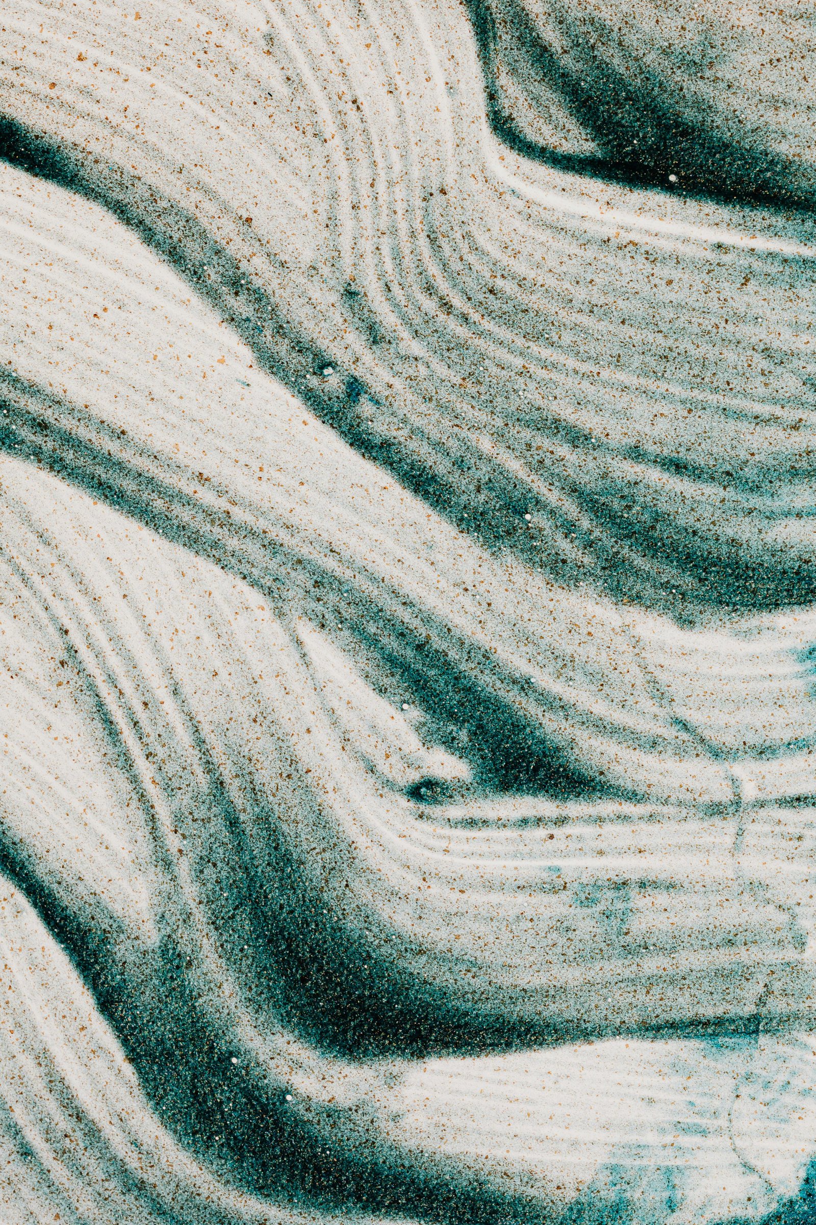 Explore the fluid lines and textured patterns of this wavy green abstract art piece.