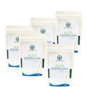 Pack 5 Sobres Polvo de Alga Espirulina Máxima Premium 100 g c/u Ingredientes Naturales sin Conservadores sin Aditivos Rinde 170 Días