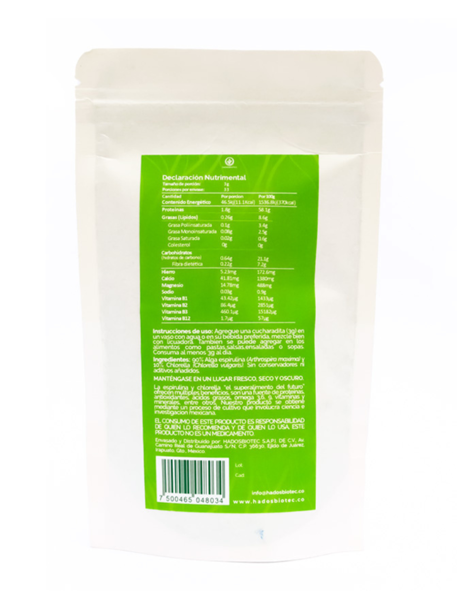 Pack 5 Sobres de Polvo de Alga Espirulina Máxima + Chlorella Premium 100 g c/u Ingredientes Naturales sin Conservadores sin Aditivos Rinde 170 Días - Imagen 5