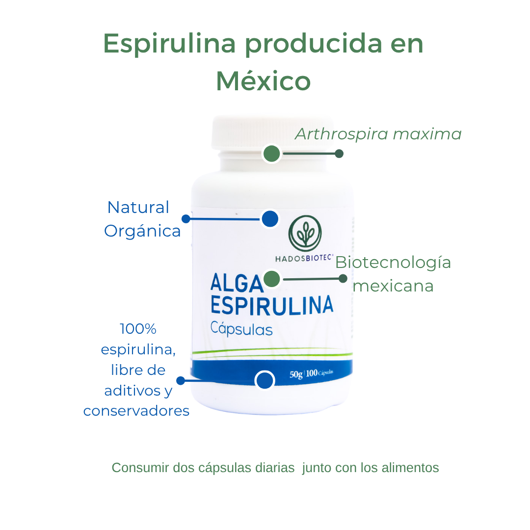Pack 5 Botes Cápsulas de Alga Espirulina Máxima Premium 100 Cápsulas 50 g c/u Ingredientes Naturales sin Conservadores sin Aditivos Rinde 170 Días - Imagen 3