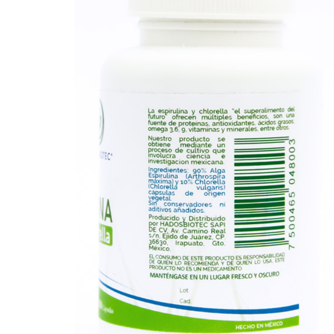 Pack 5 Botes Cápsulas de Alga Espirulina Máxima + Chlorella Premium 100 Cápsulas 50 g c/u Ingredientes Naturales sin Conservadores sin Aditivos Rinde 170 Días - Imagen 6
